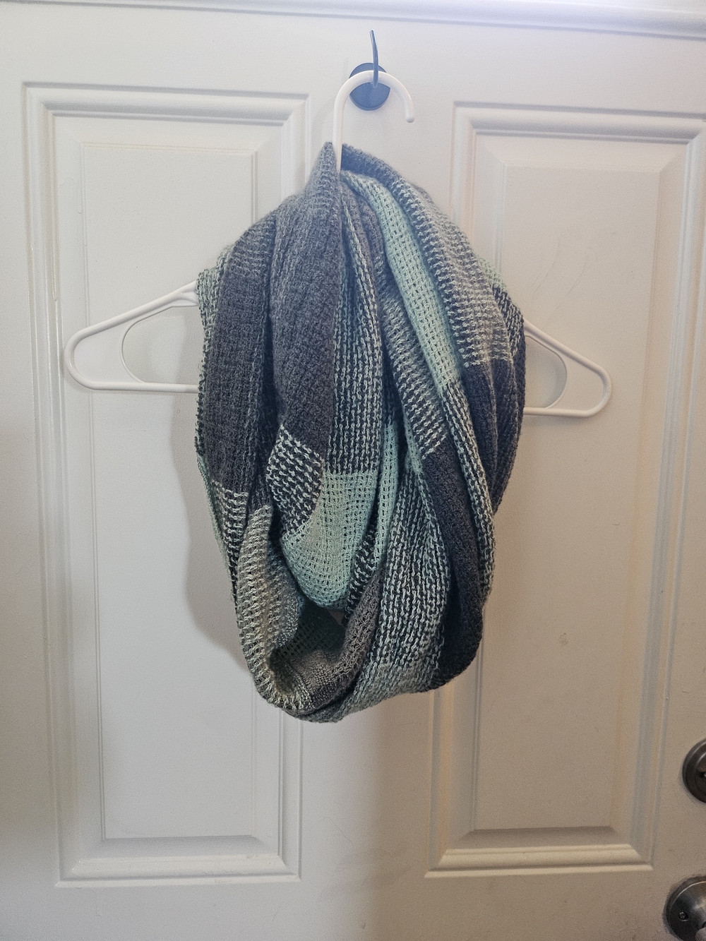 Gray & Mint Infinity Scarf - Lightweight Knit